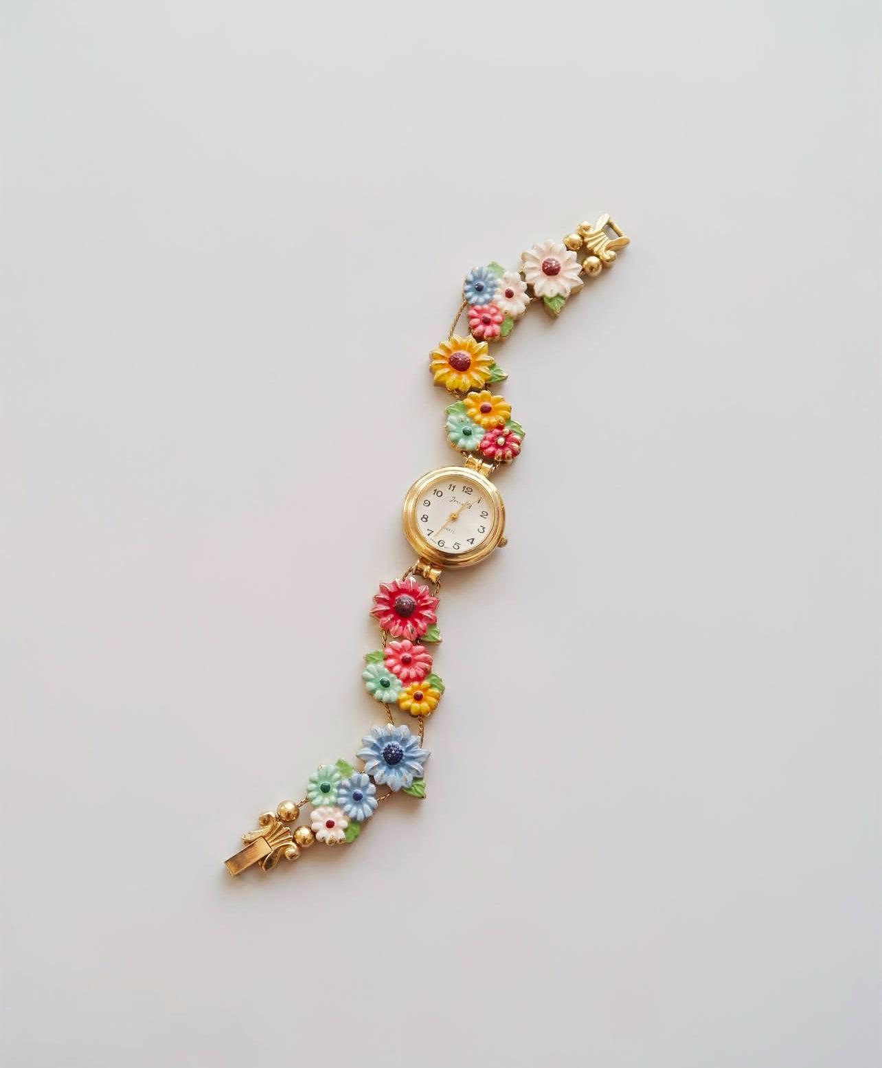 Floral gold wristwatch