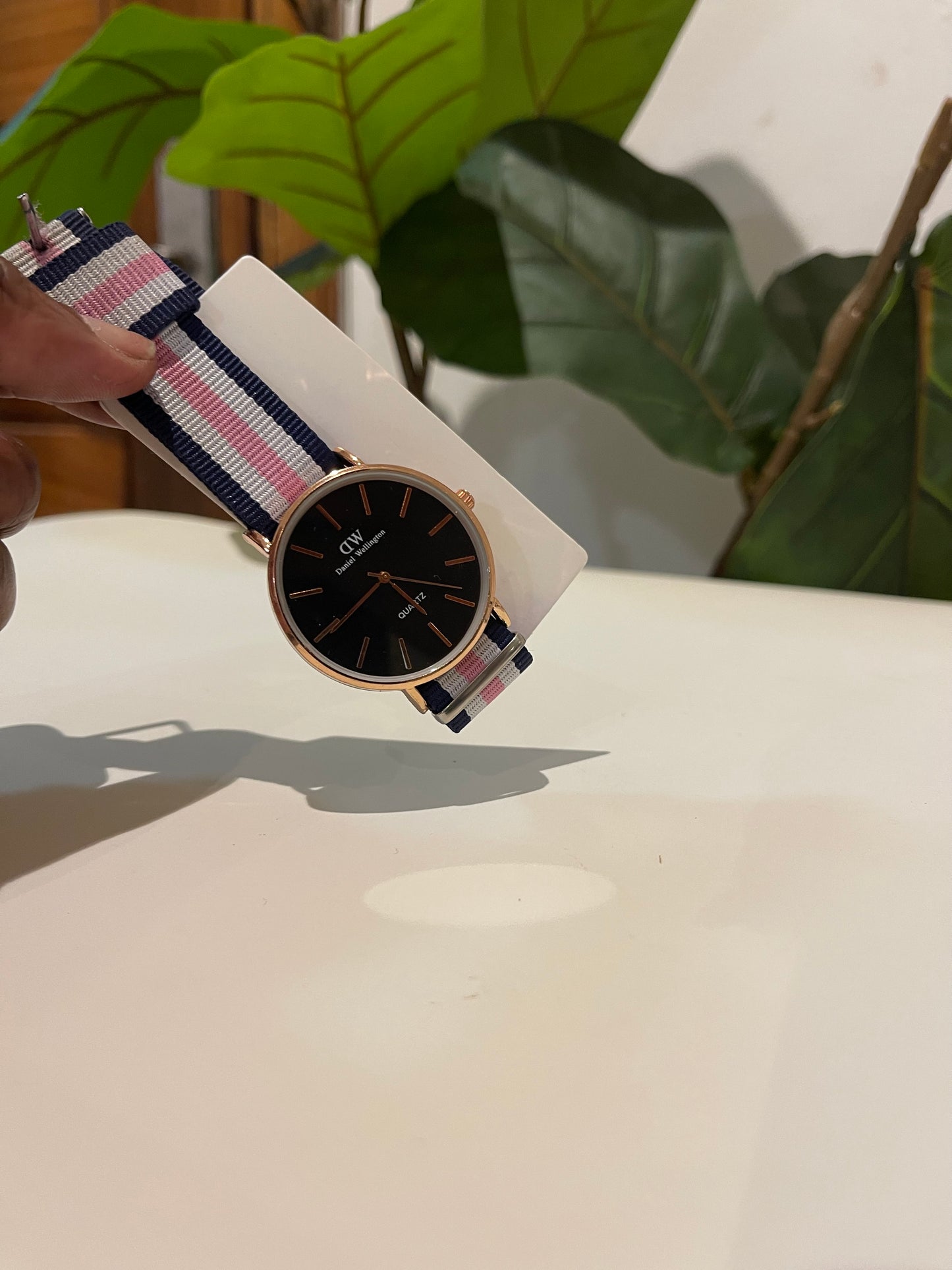 DW Blue and Pink Wristwatch with adjustable strap