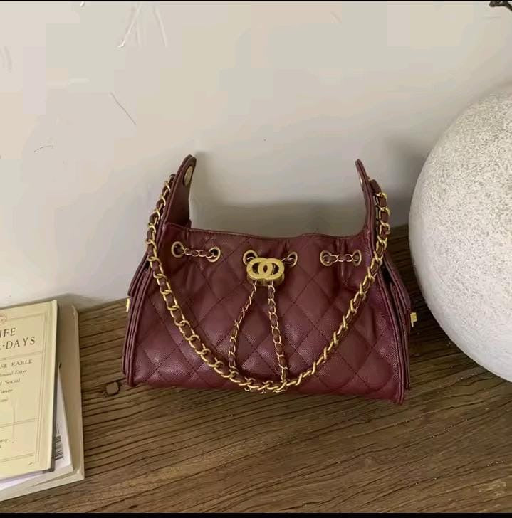 Maroon chanel impression Side bag