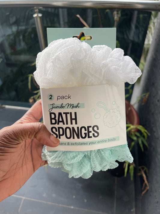 2 pack jumbo mesh bath sponge