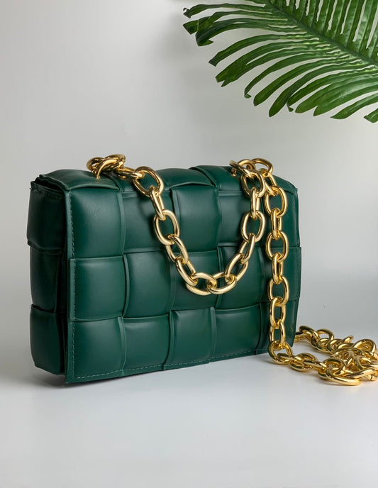Green quilted bag