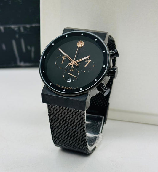 Movado Black detailed watch with box