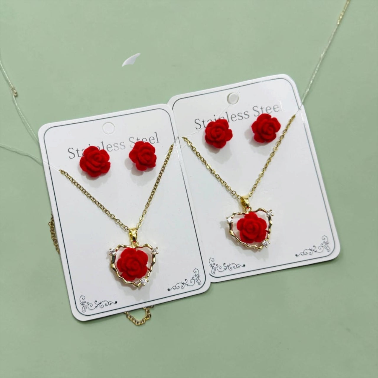 Rose earring And necklace set