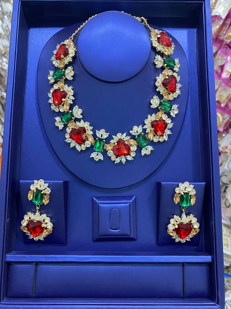 pearl detailed necklace and earrings