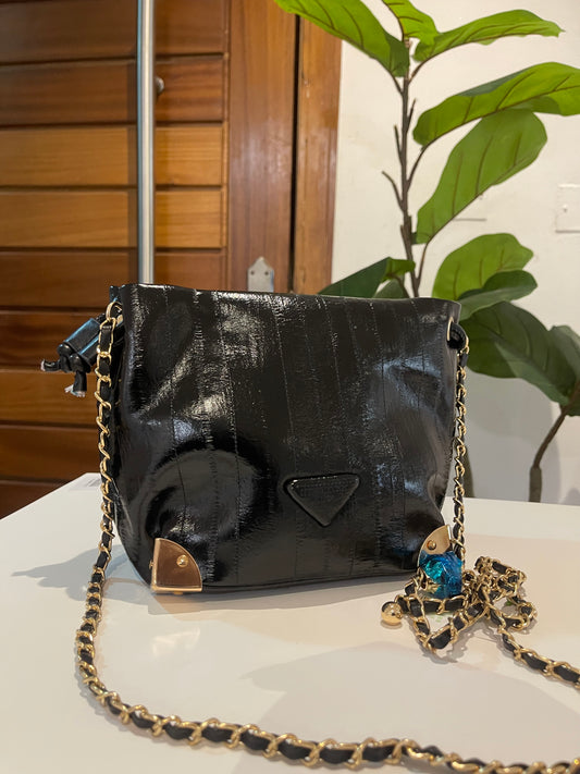 Black detailed midi bag