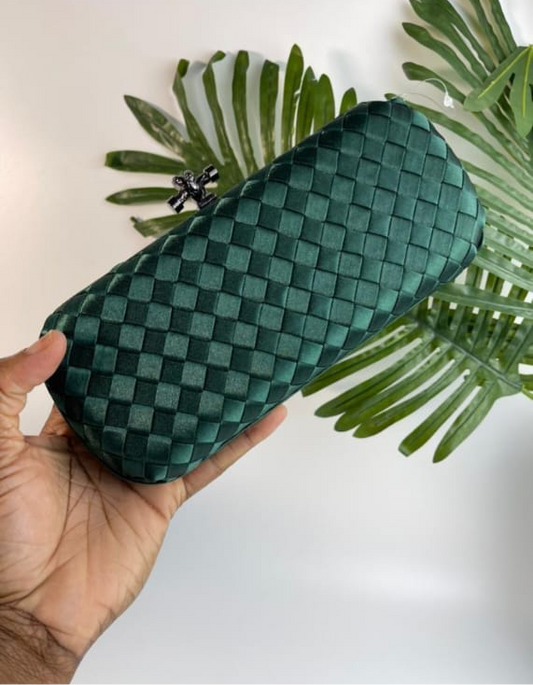 Green woven purse