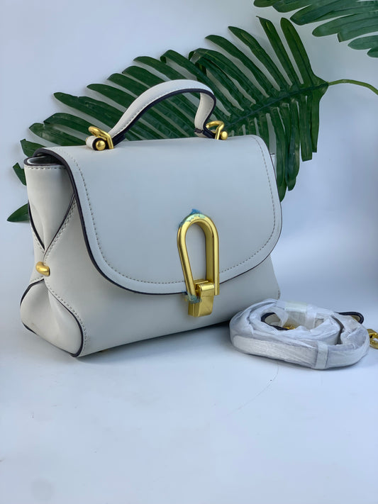 White buckle bag