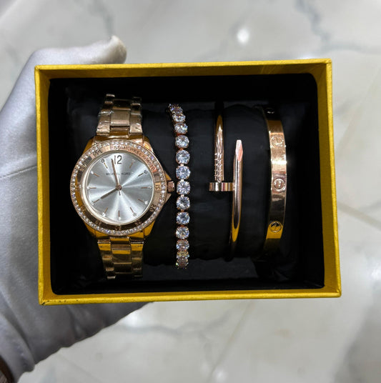 Rose Gold wristwatch and bracelet
