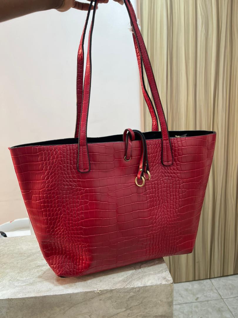 Red maxi tote bag