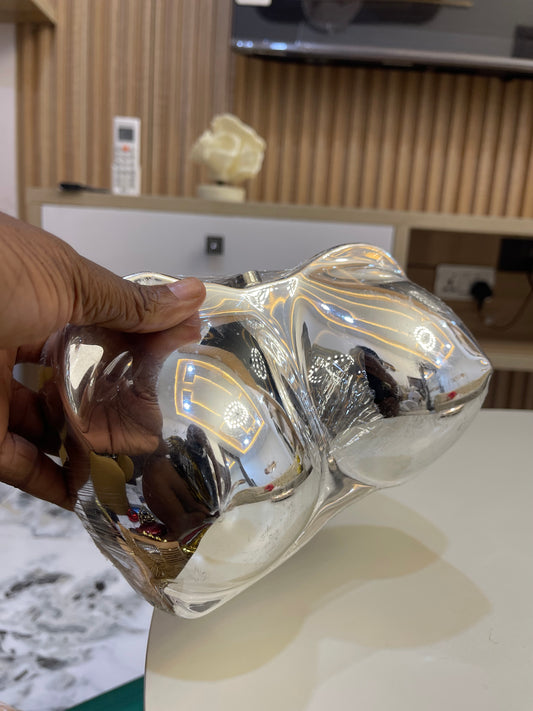 Silver boobs inspired purse