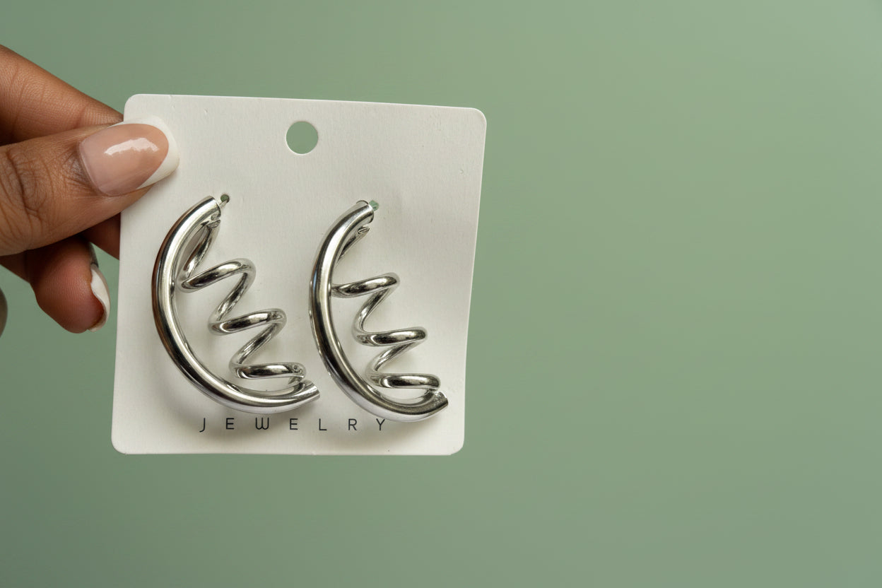 Silver Screw Earring