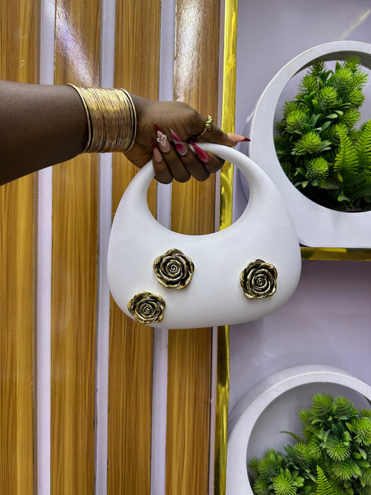 White detailed Grab Floral Purse