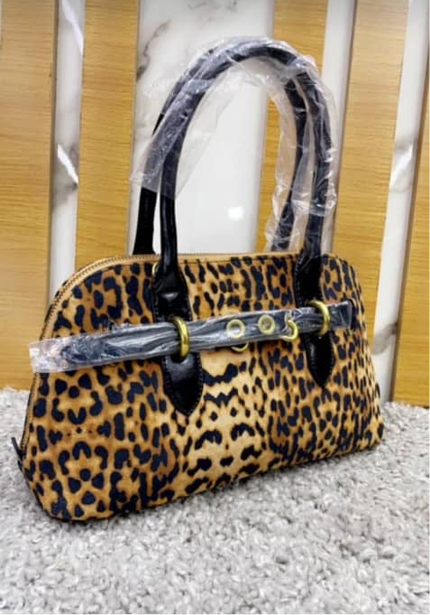 Animal print structured handbag