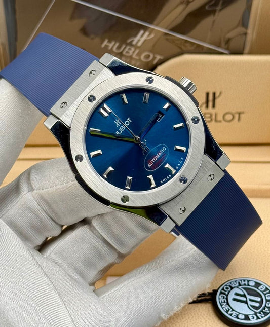 Blue Detailed Hublot Wristwatch with original box