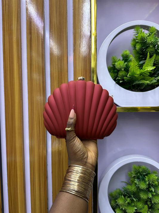 Maroon shell inspired purse