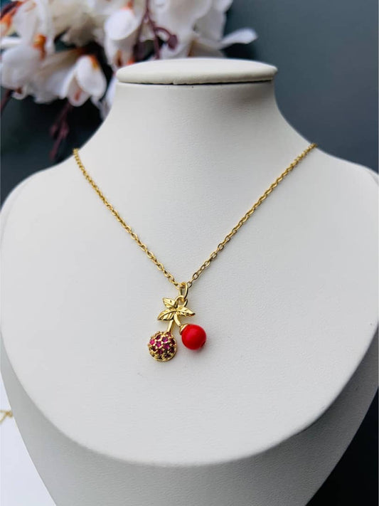 Cherry inspired necklace