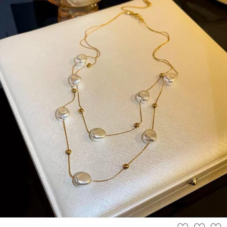 Pearl double Drop necklace