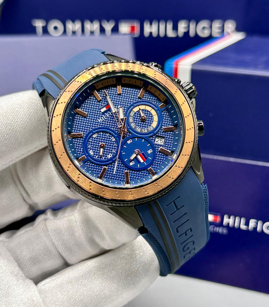 Blue Tommy Hilfiger Wrist watch with box and bag