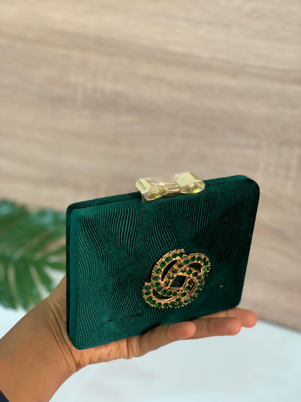 Green velvet purse