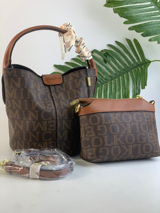 Brown 2 in 1 Monogram bucket bag