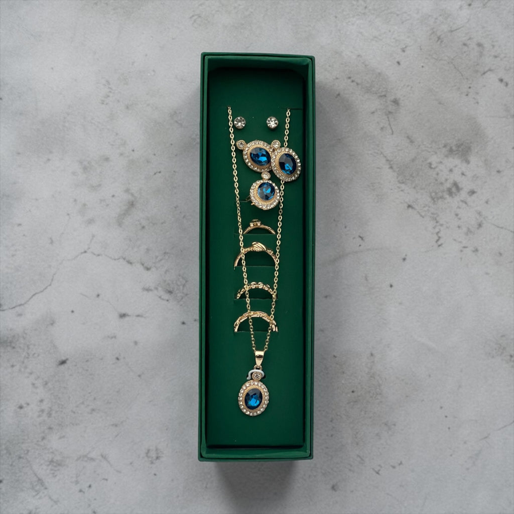 detailed  earring, necklace and ring set
