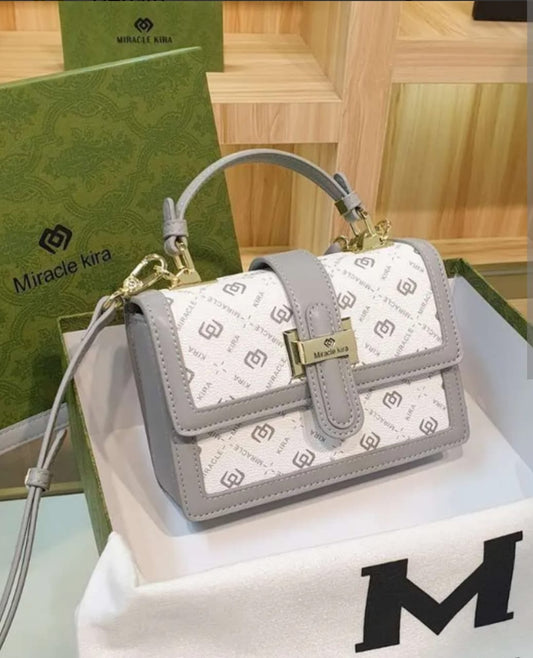 white and Grey structured mini bag