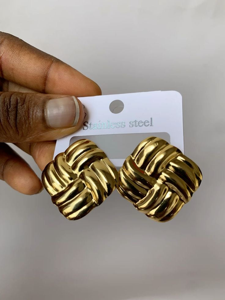 Gold Stainless steel # inspired Earring