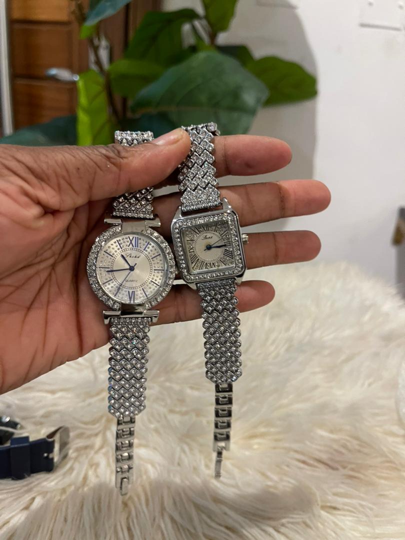 Silver blinged wristwatch