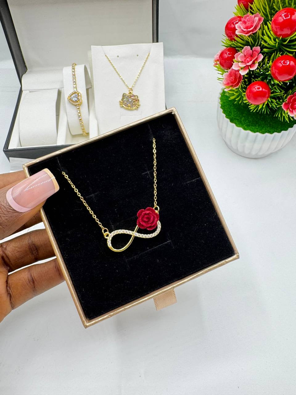 Infinity rose necklace