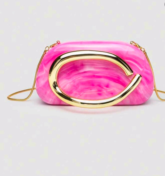 pink detailed  grab purse