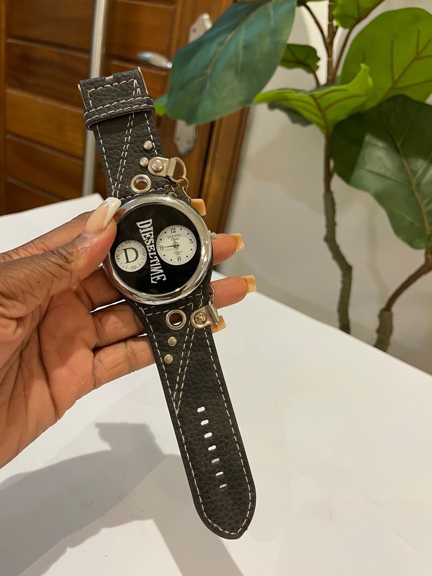 Diesel leather wristwatch