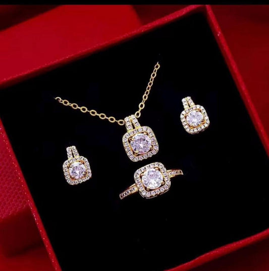 Earring ,Necklace , Earring and Engagement ring comesin a box