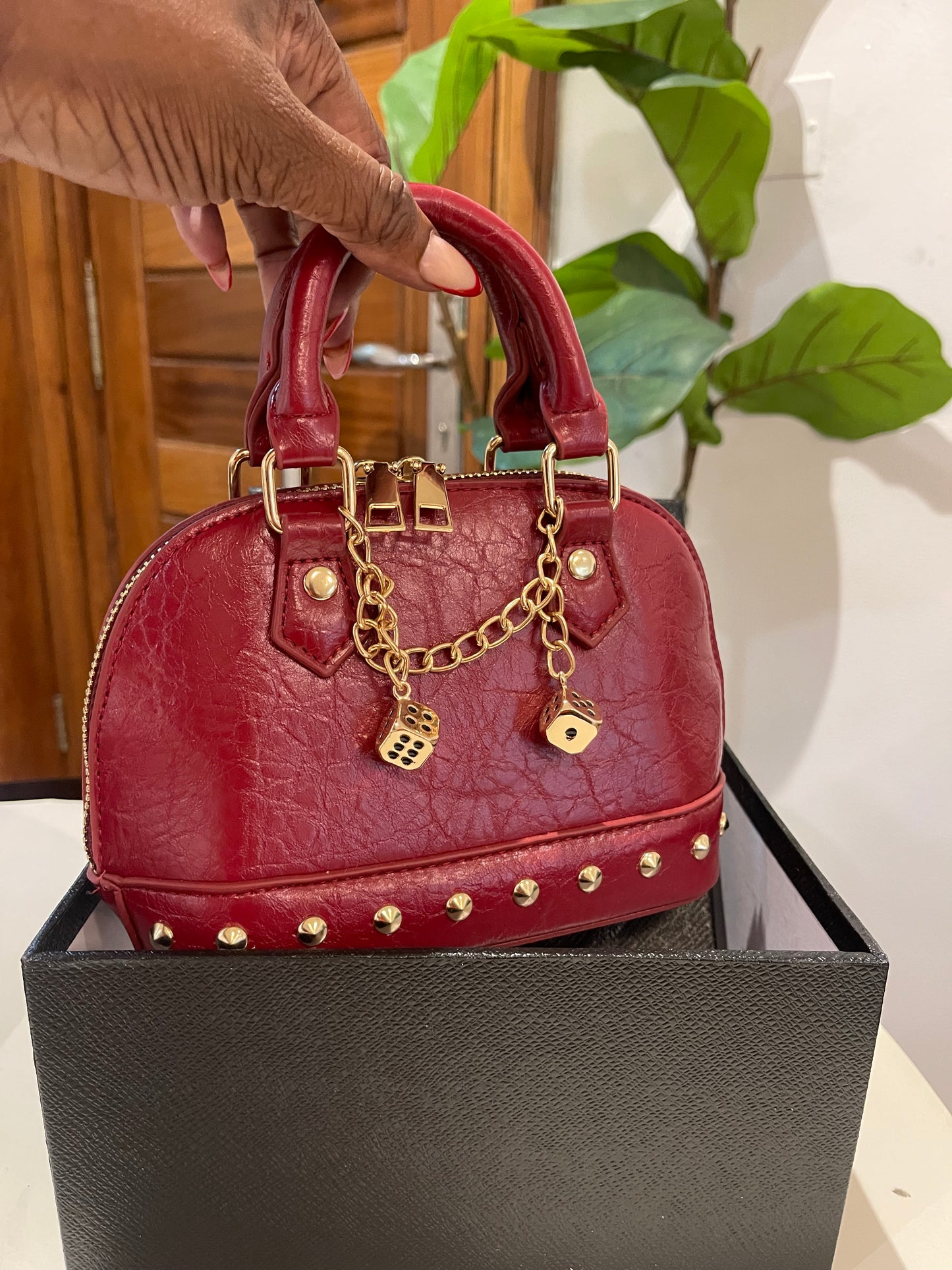 mini red bag with box