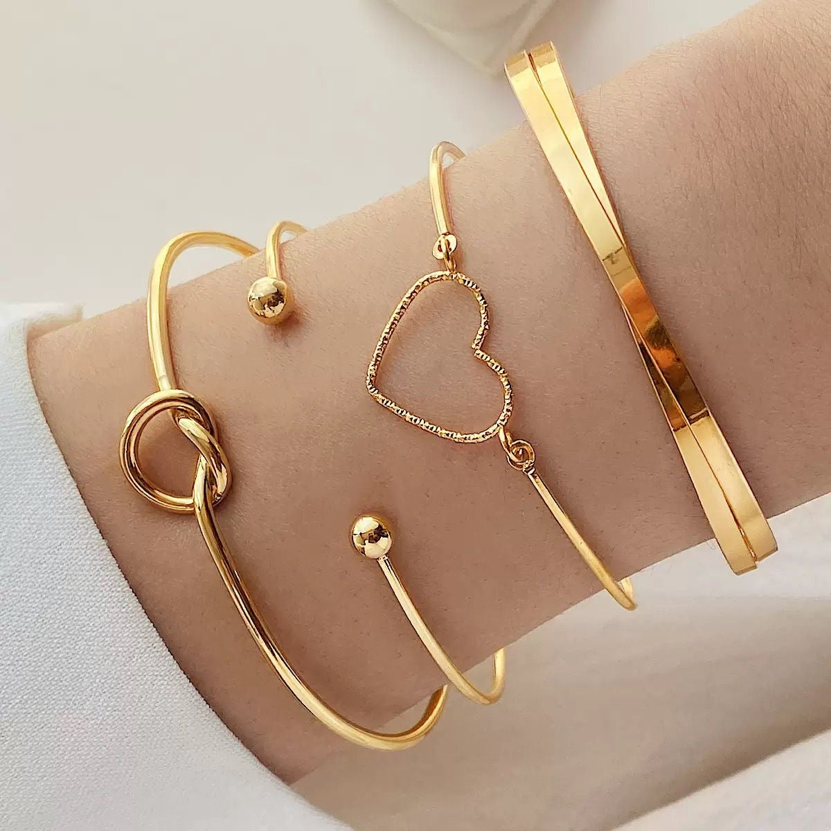 All Detailed Gold stacked Bracelet set