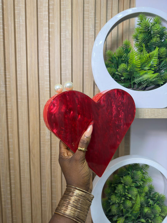 Red Heart Purse with gold detail  comes in a box