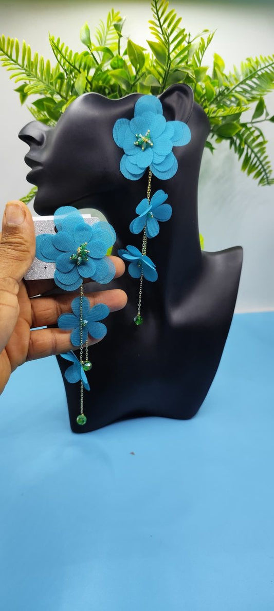 Blue Floral drop earring