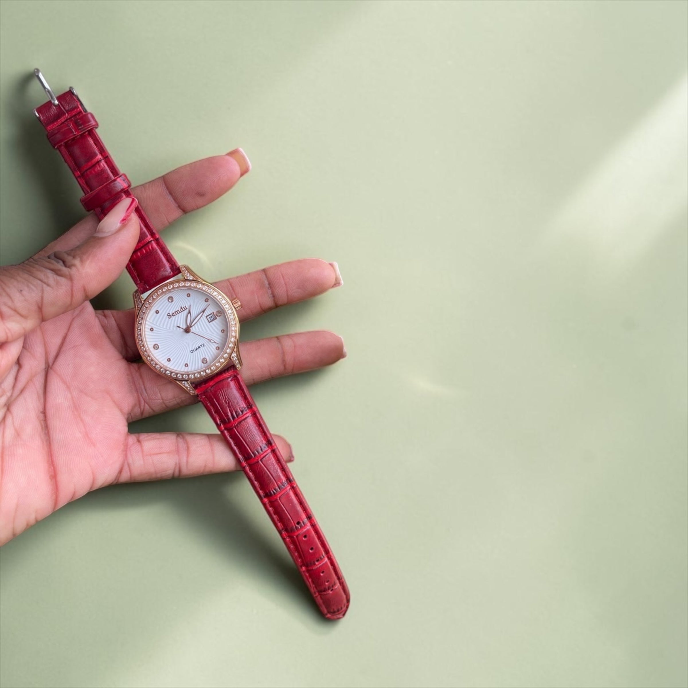 Red Leather Wristwatch