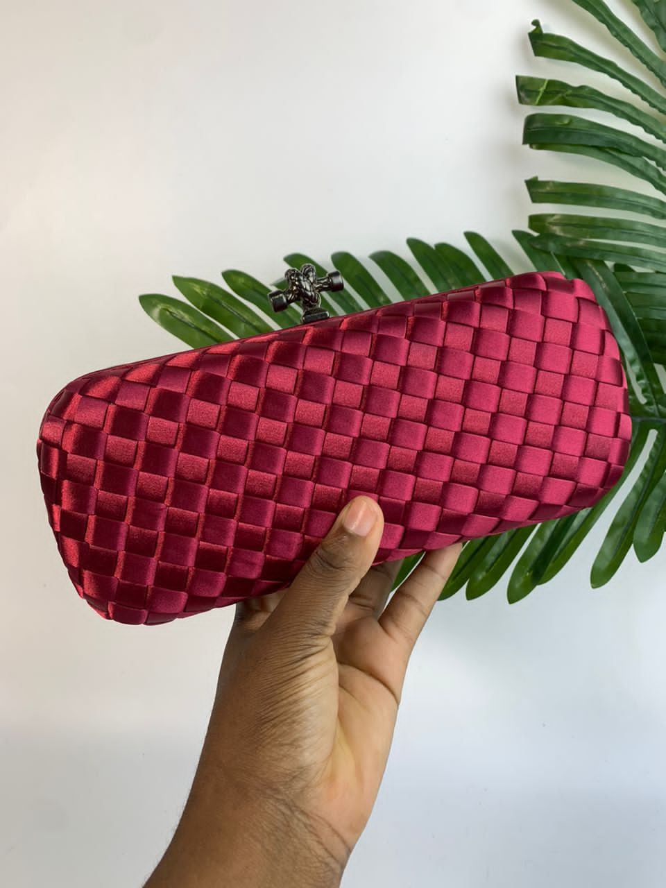 Red woven inspired purse