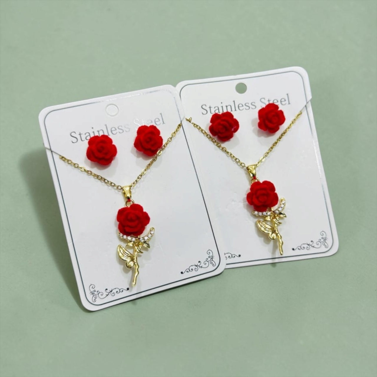 Rose earring And necklace set