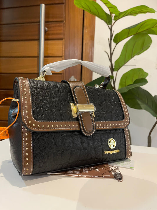Navy fav structured bag with gift card and gift bag