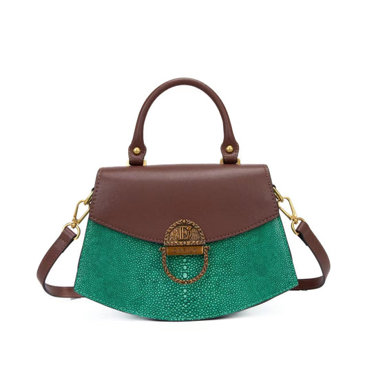 Green and brown midi bag