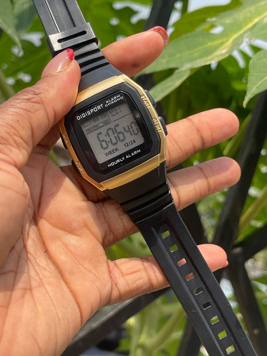 Black digital watch with alarm