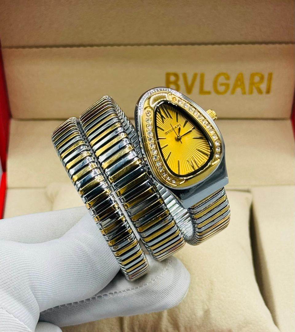 Silver and Gold wrap Bvlgari impression wristwatch