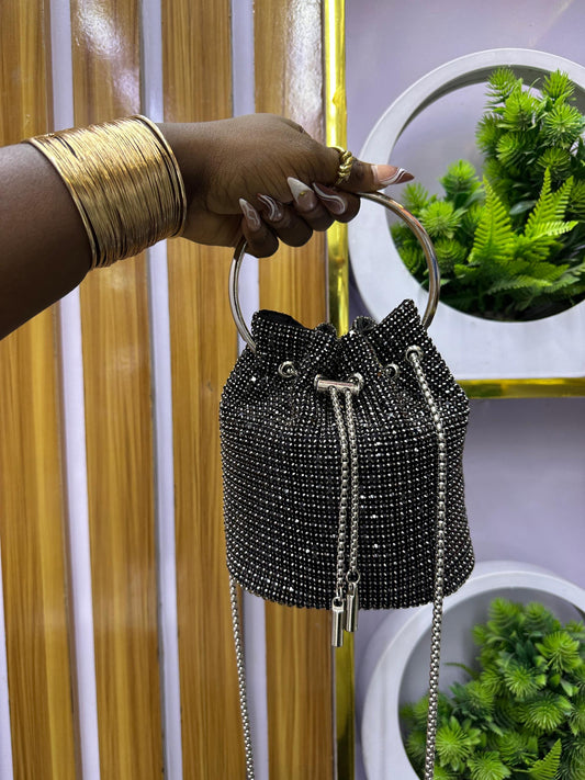 Black detailed sequin purse