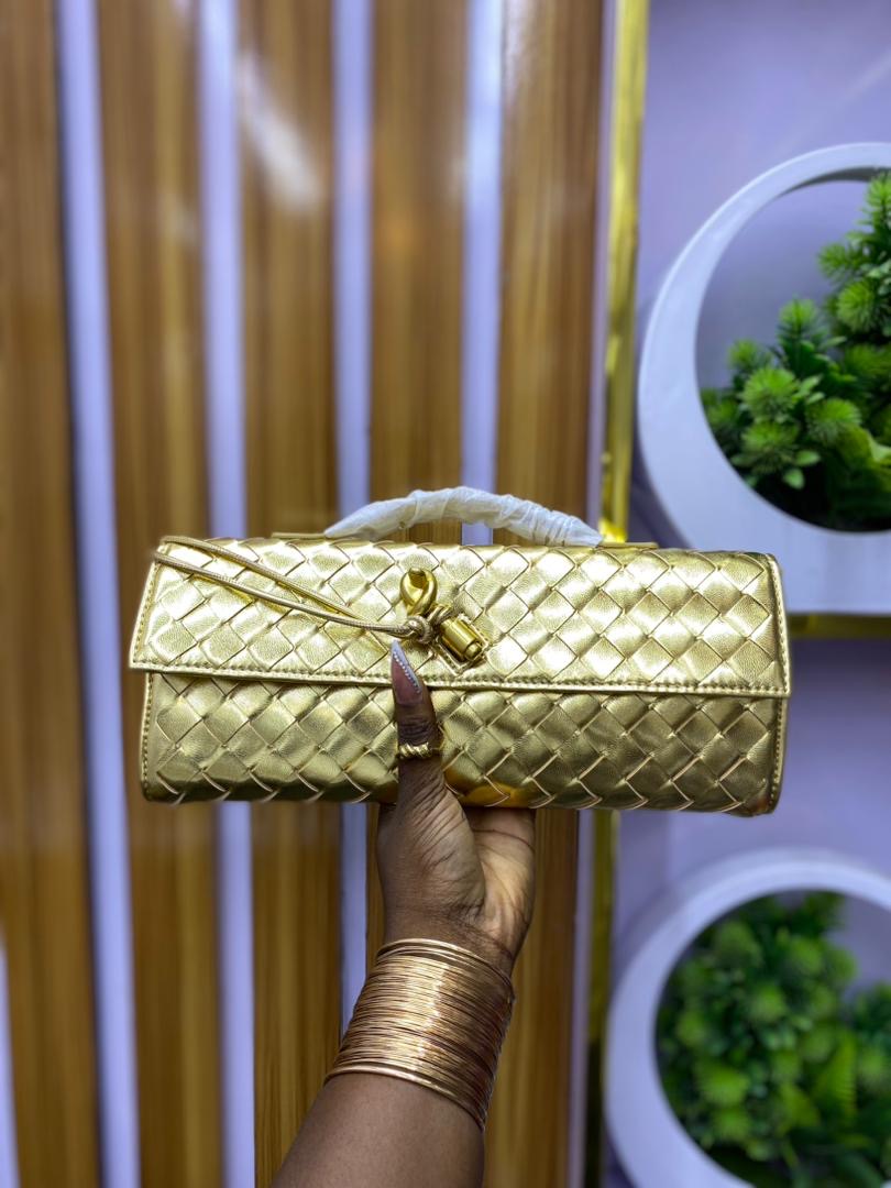 Gold woven Bottega inspired purse