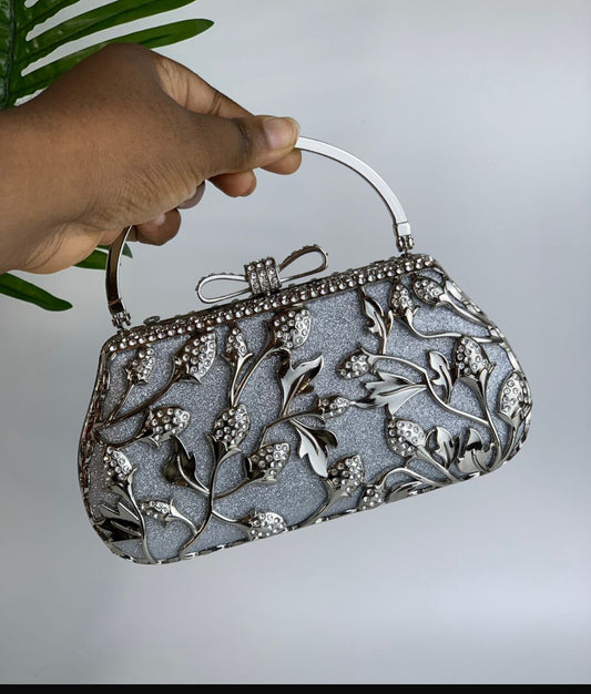Silver floral princess inspired purse